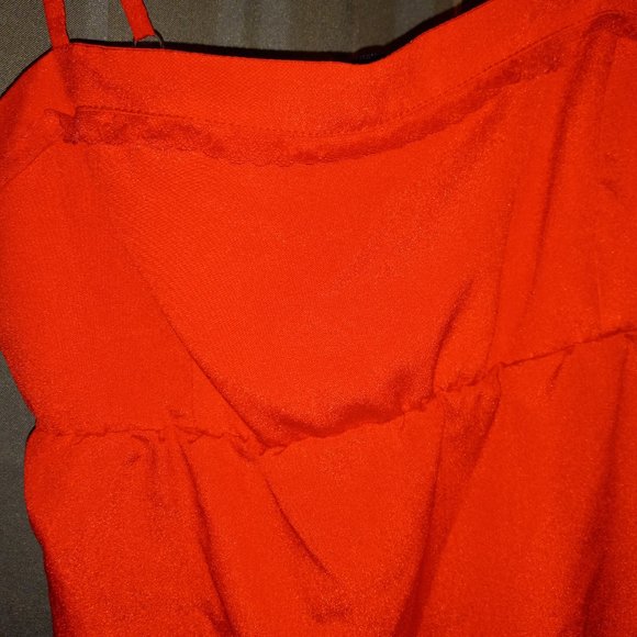 Hot Red Spaghetti Strap Empire Waist Top - Picture 3 of 5